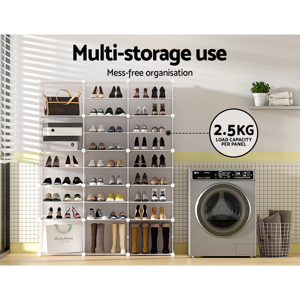 Artiss Shoe Rack Storage Cabinet DIY 15 Storage Cube Stackable White-Shoe Storage Cabinets-PEROZ Accessories