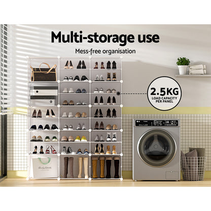 Artiss Shoe Rack Storage Cabinet DIY 15 Storage Cube Stackable White-Shoe Storage Cabinets-PEROZ Accessories