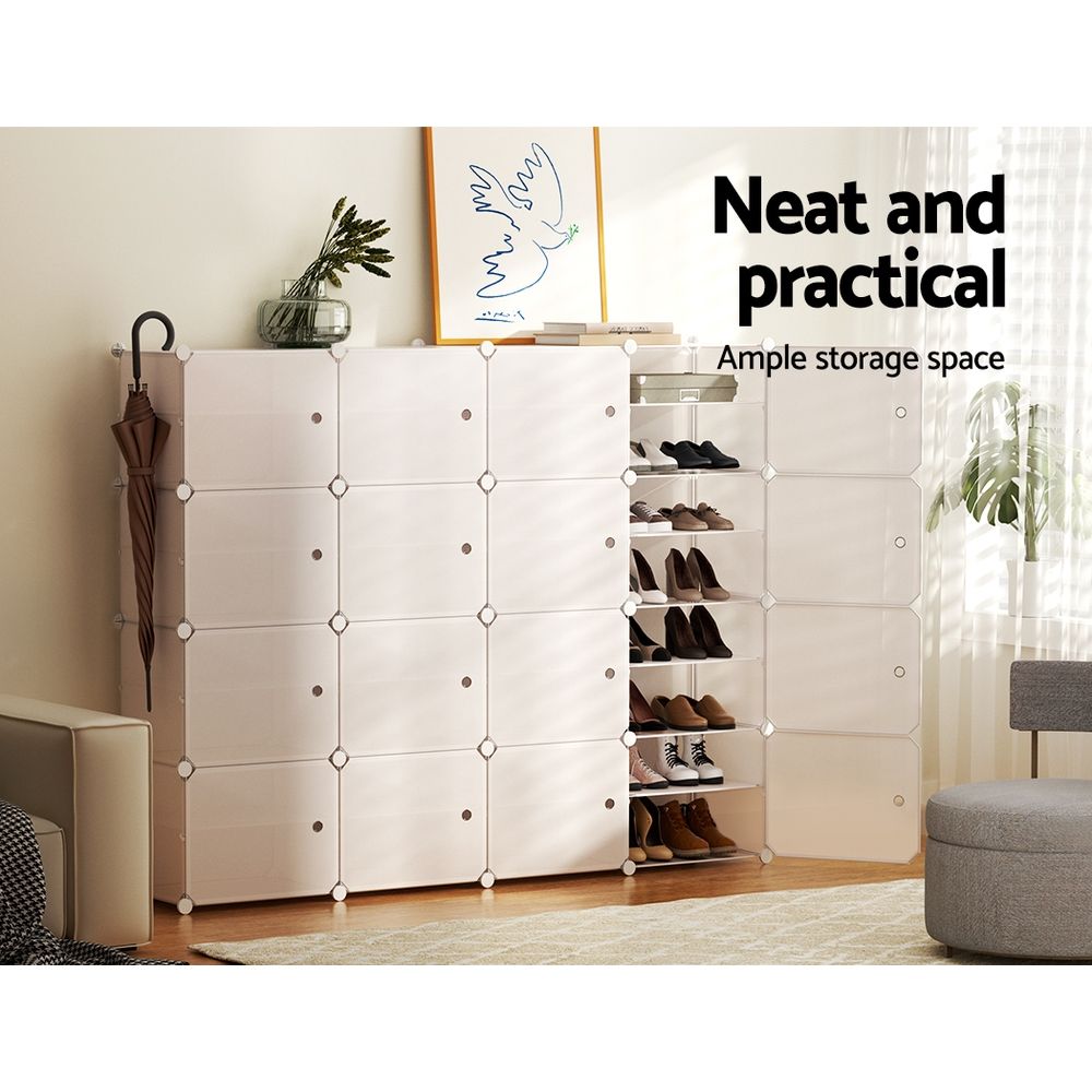 Artiss Shoe Rack DIY 16 Storage Cube Stackable White-Shoe Storage Cabinets-PEROZ Accessories