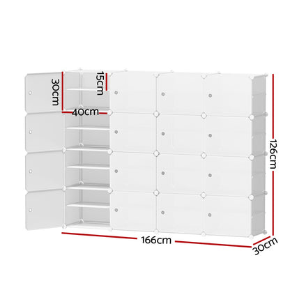 Artiss Shoe Rack DIY 16 Storage Cube Stackable White-Shoe Storage Cabinets-PEROZ Accessories