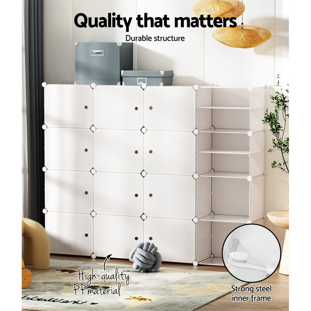 Artiss Shoe Rack DIY 16 Storage Cube Stackable White-Shoe Storage Cabinets-PEROZ Accessories