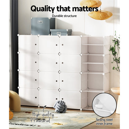 Artiss Shoe Rack DIY 16 Storage Cube Stackable White-Shoe Storage Cabinets-PEROZ Accessories