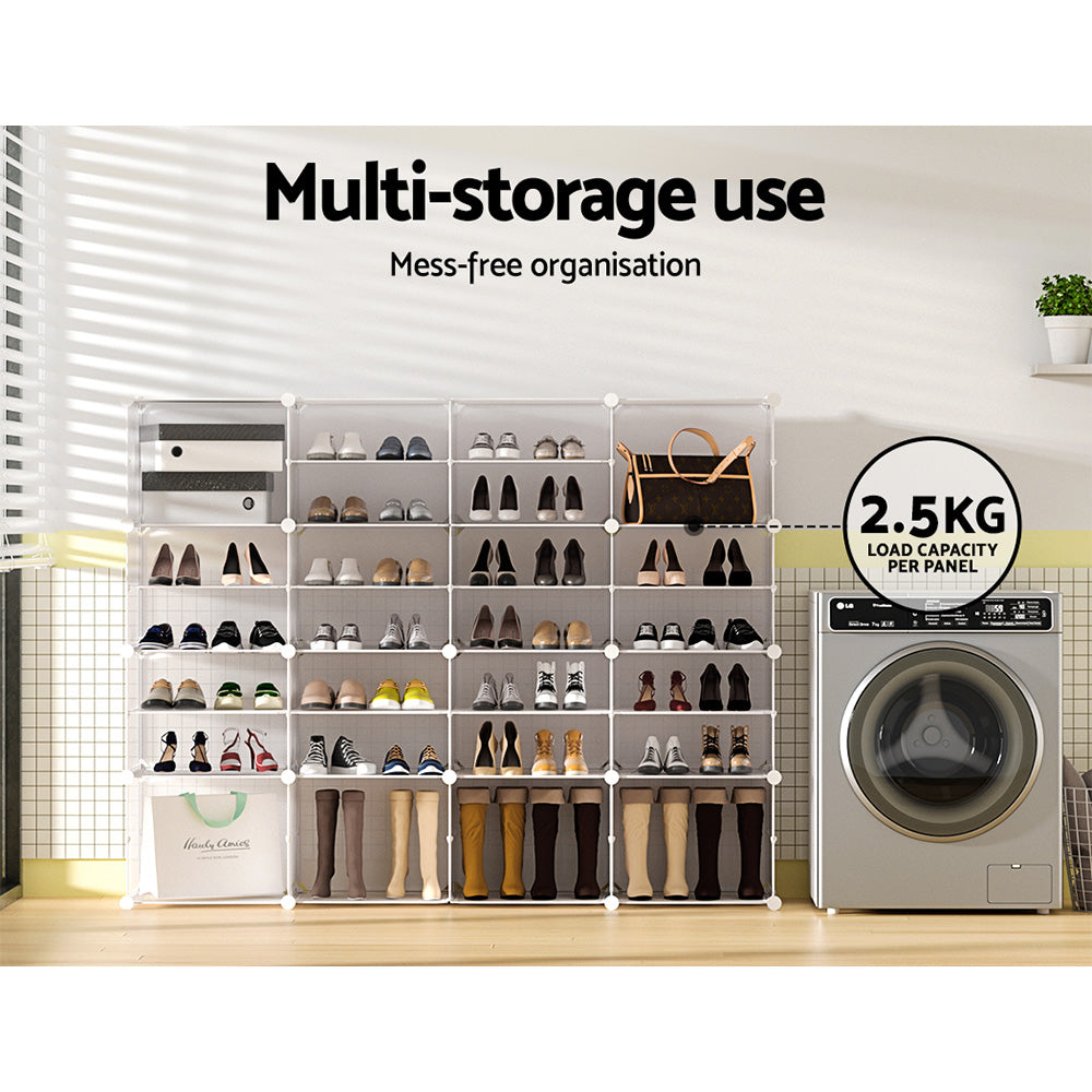 Artiss Shoe Rack DIY 16 Storage Cube Stackable White-Shoe Storage Cabinets-PEROZ Accessories