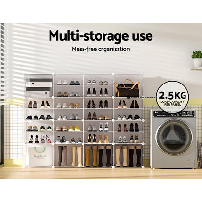 Artiss Shoe Rack DIY 16 Storage Cube Stackable White-Shoe Storage Cabinets-PEROZ Accessories