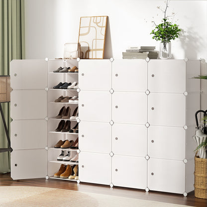 Artiss Shoe Rack DIY 16 Storage Cube Stackable White-Shoe Storage Cabinets-PEROZ Accessories