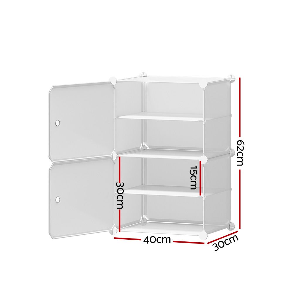 Artiss Shoe Rack DIY Set of 2 Storage Cube Stackable White-Shoe Storage Cabinets-PEROZ Accessories