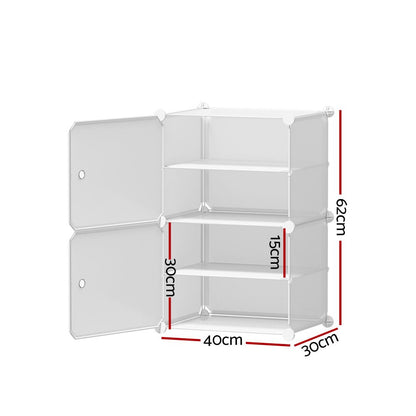 Artiss Shoe Rack DIY Set of 2 Storage Cube Stackable White-Shoe Storage Cabinets-PEROZ Accessories