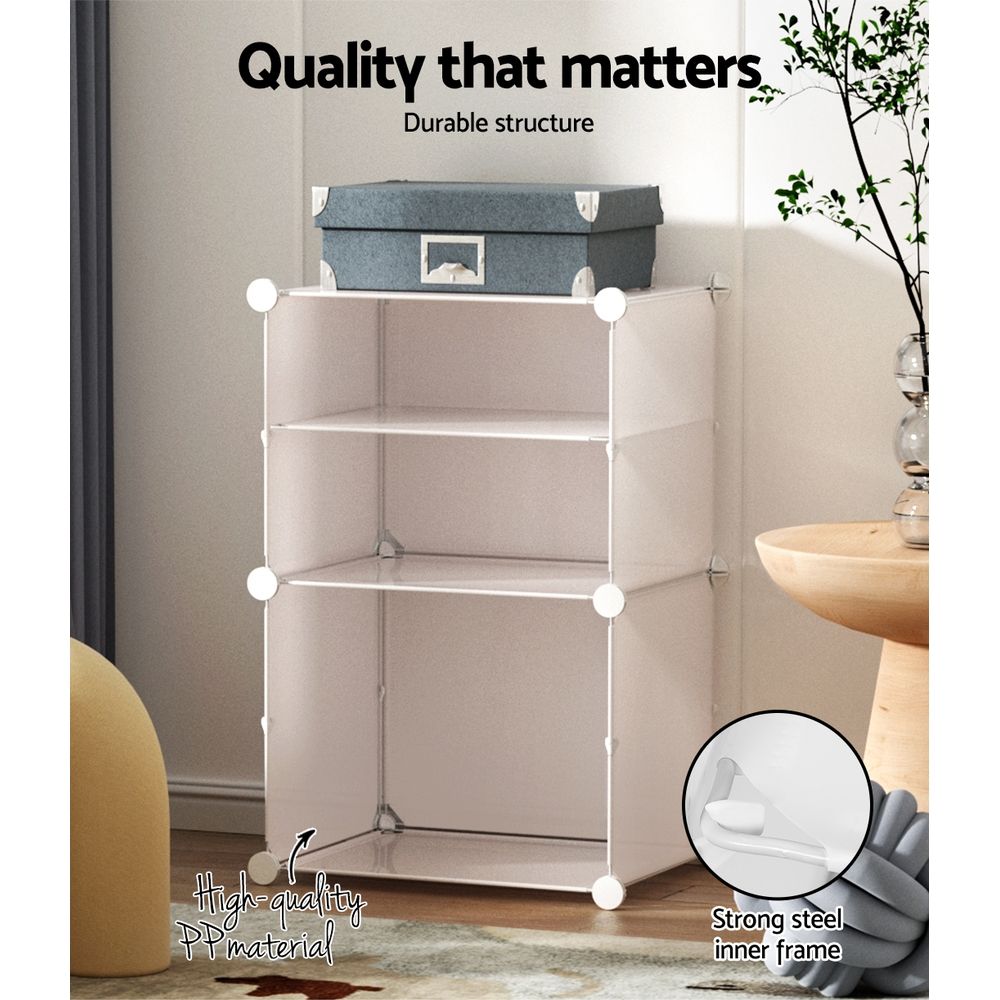 Artiss Shoe Rack DIY Set of 2 Storage Cube Stackable White-Shoe Storage Cabinets-PEROZ Accessories