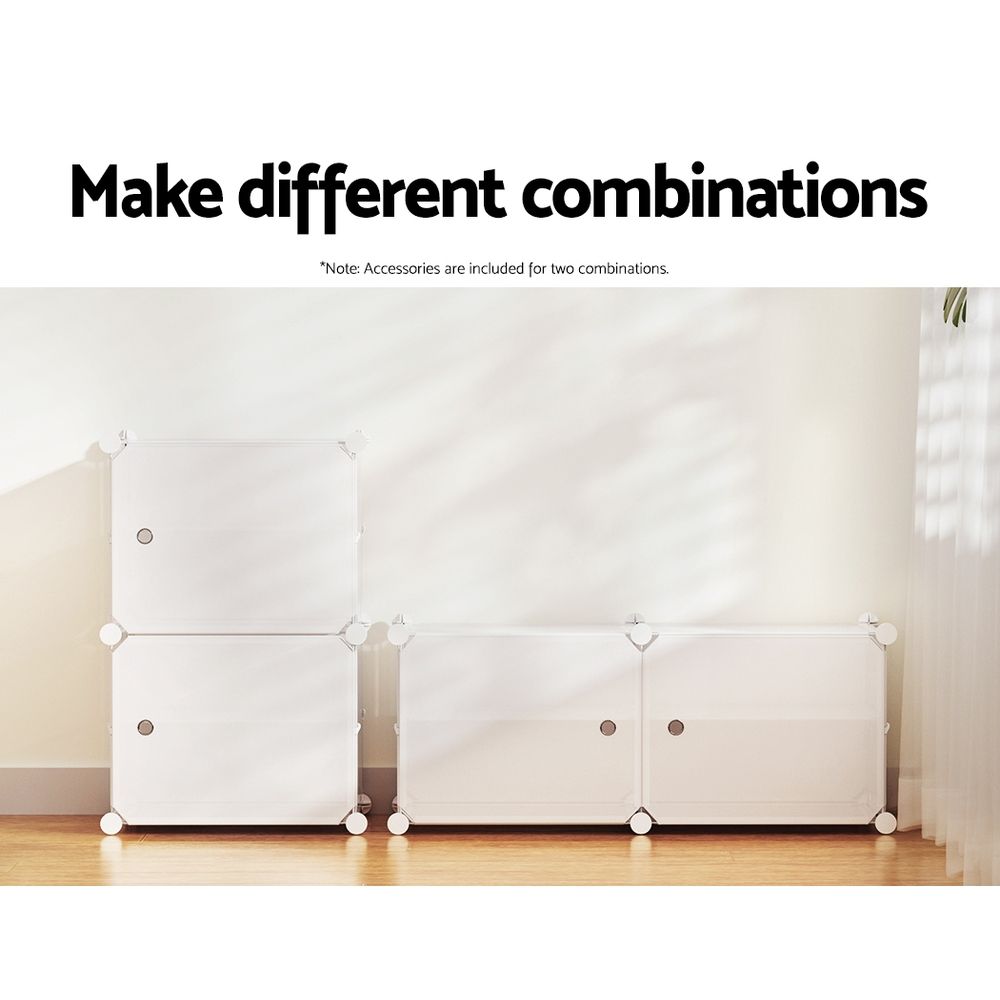 Artiss Shoe Rack DIY Set of 2 Storage Cube Stackable White-Shoe Storage Cabinets-PEROZ Accessories
