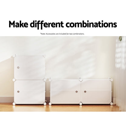 Artiss Shoe Rack DIY Set of 2 Storage Cube Stackable White-Shoe Storage Cabinets-PEROZ Accessories