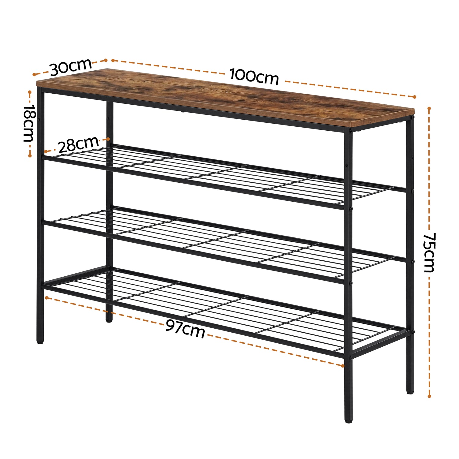 Artiss Shoe Rack 4 tier Storage Organiser Walnut-Furniture > Living Room > Shoe Storage-PEROZ Accessories