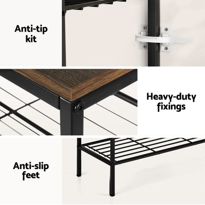Artiss Shoe Rack 4 tier Storage Organiser Walnut-Furniture > Living Room > Shoe Storage-PEROZ Accessories