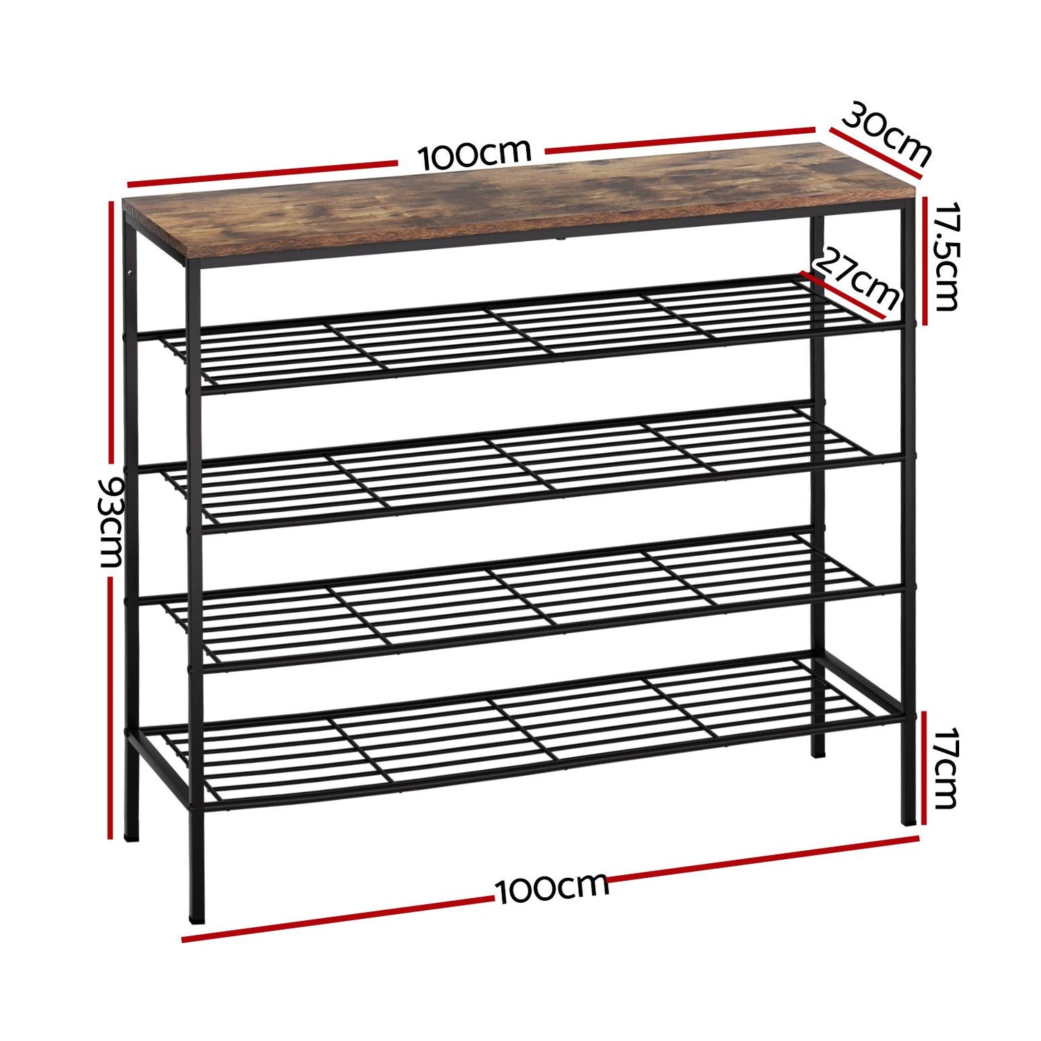 Artiss Shoe Rack 5-tier 25 Pairs Walnut Bob-Shoe Storage Cabinets-PEROZ Accessories