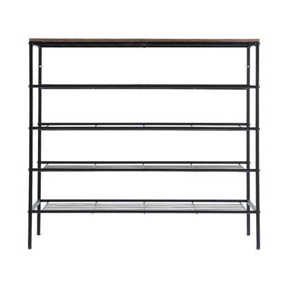 Artiss Shoe Rack 5-tier 25 Pairs Walnut Bob-Shoe Storage Cabinets-PEROZ Accessories