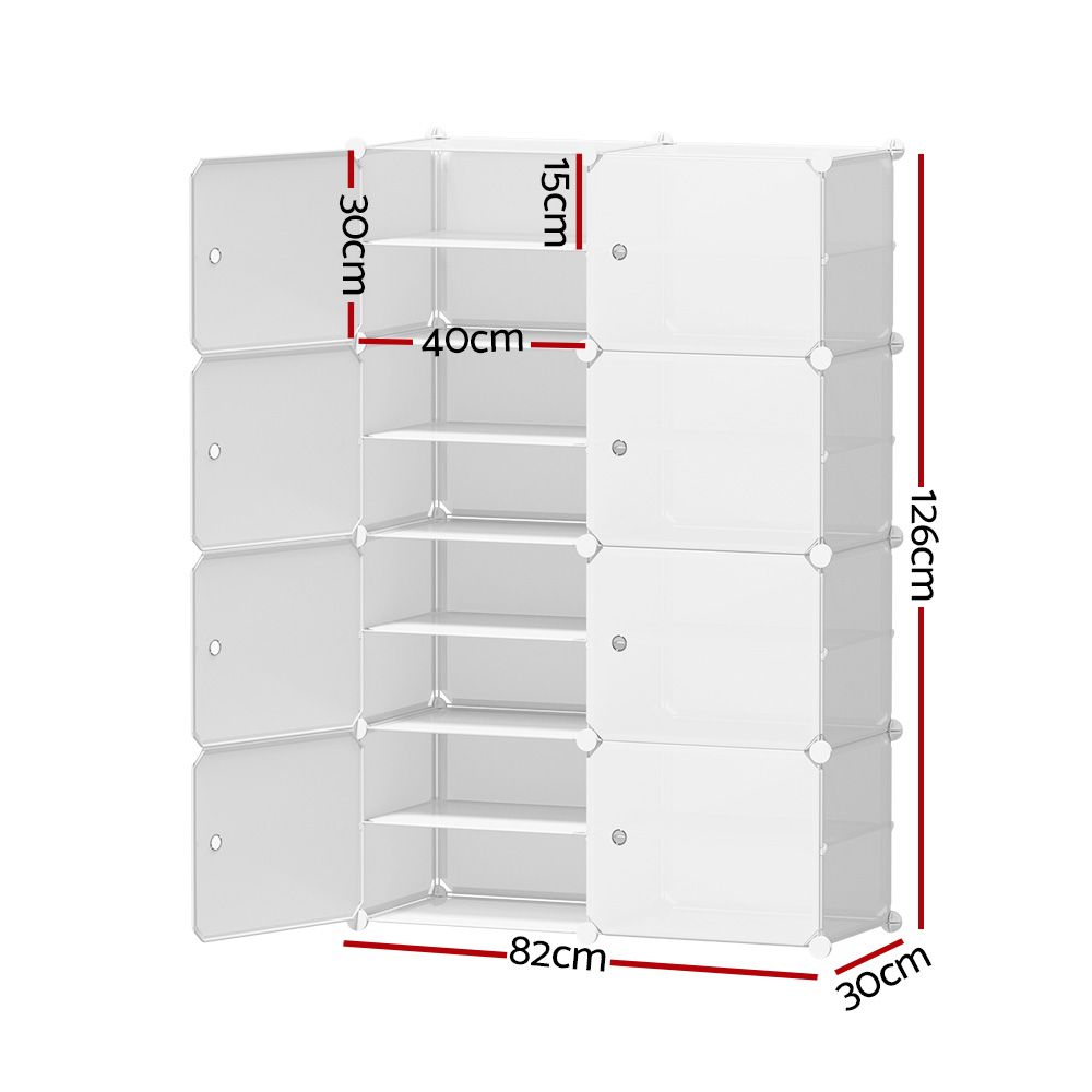 Artiss Shoe Rack DIY Set of 8 Storage Cube Stackable White-Shoe Storage Cabinets-PEROZ Accessories