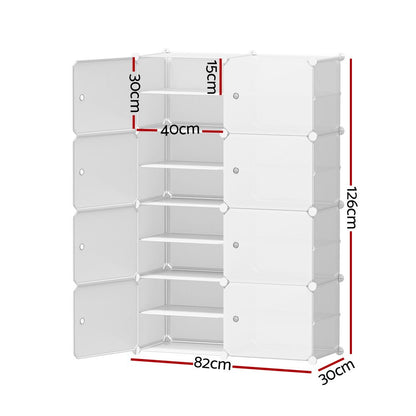 Artiss Shoe Rack DIY Set of 8 Storage Cube Stackable White-Shoe Storage Cabinets-PEROZ Accessories