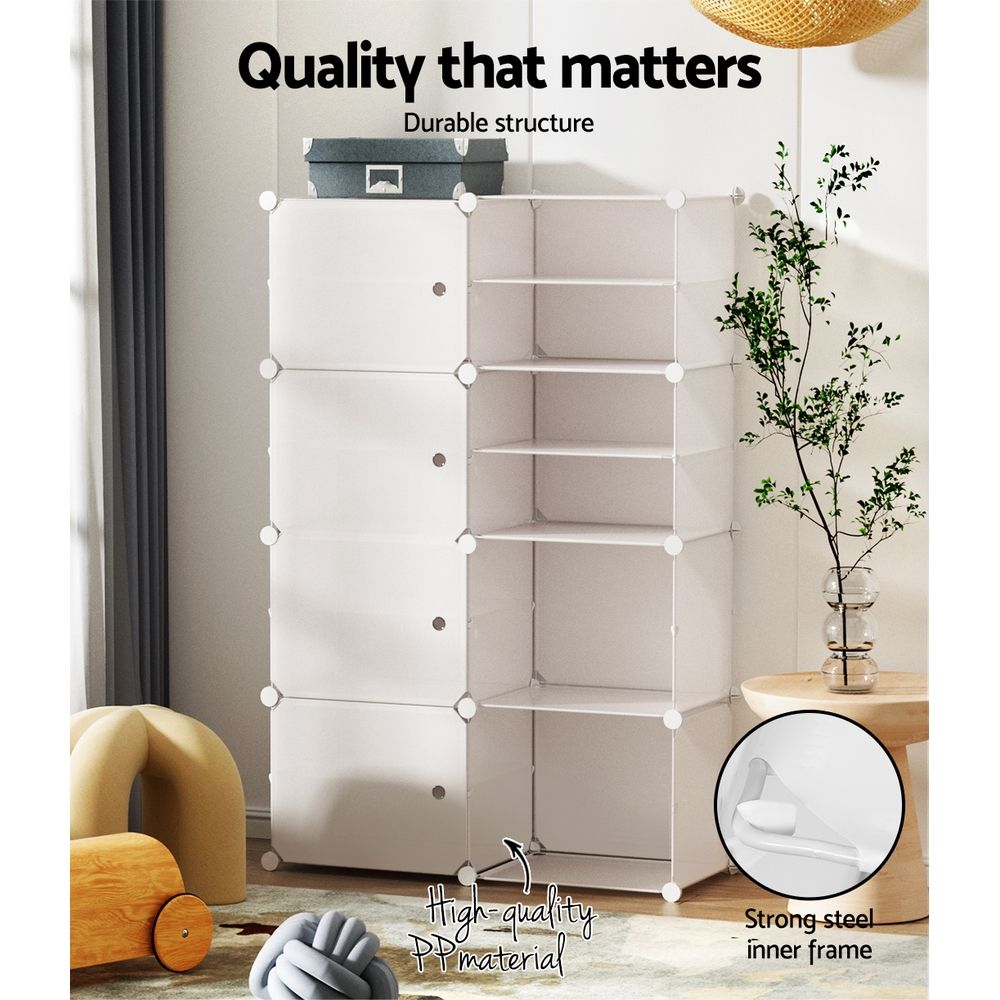 Artiss Shoe Rack DIY Set of 8 Storage Cube Stackable White-Shoe Storage Cabinets-PEROZ Accessories