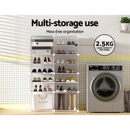 Artiss Shoe Rack DIY Set of 8 Storage Cube Stackable White-Shoe Storage Cabinets-PEROZ Accessories