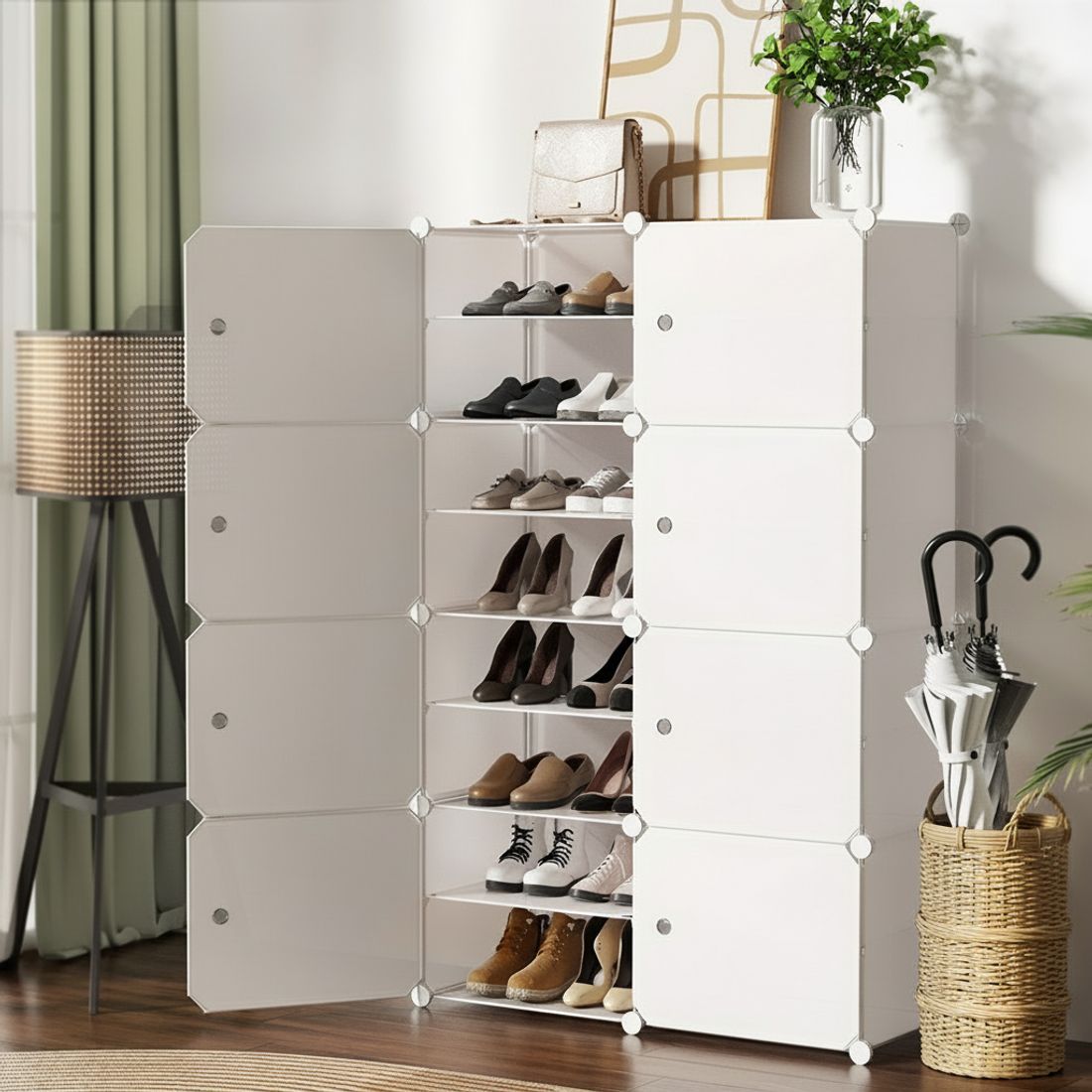 Artiss Shoe Rack DIY Set of 8 Storage Cube Stackable White-Shoe Storage Cabinets-PEROZ Accessories