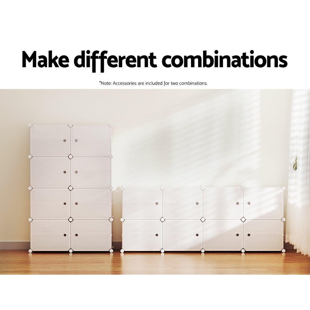Artiss Shoe Box DIY Set of 8 Storage Cube Stackable White-Shoe Storage Cabinets-PEROZ Accessories