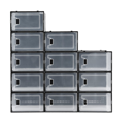 Artiss Shoe Storage Box DIY Set of 12 Stackable Black-Furniture > Living Room > Shoe Storage-PEROZ Accessories