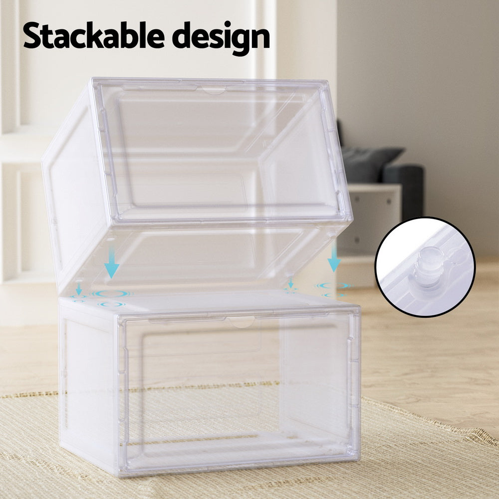 Artiss Shoe Box Rack DIY Set of 2 Stackable Magnetic Door-Shoe Storage Cabinets-PEROZ Accessories