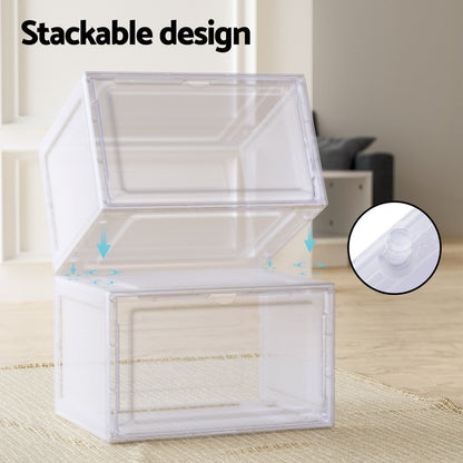 Artiss Shoe Box Rack DIY Set of 2 Stackable Magnetic Door-Shoe Storage Cabinets-PEROZ Accessories