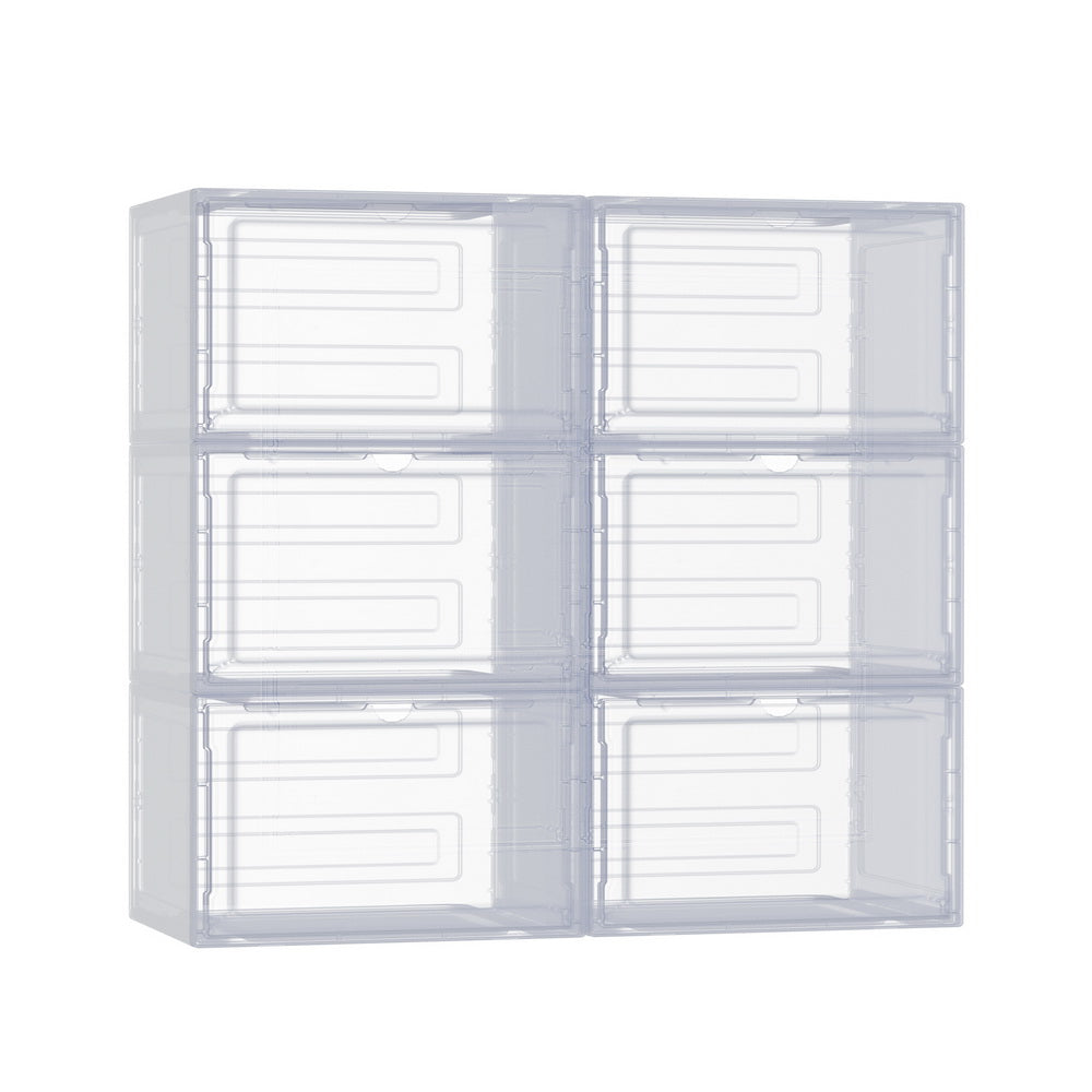 Artiss Shoe Box DIY Set of 6 Stackable Magnetic Door-Home &amp; Garden &gt; Storage-PEROZ Accessories