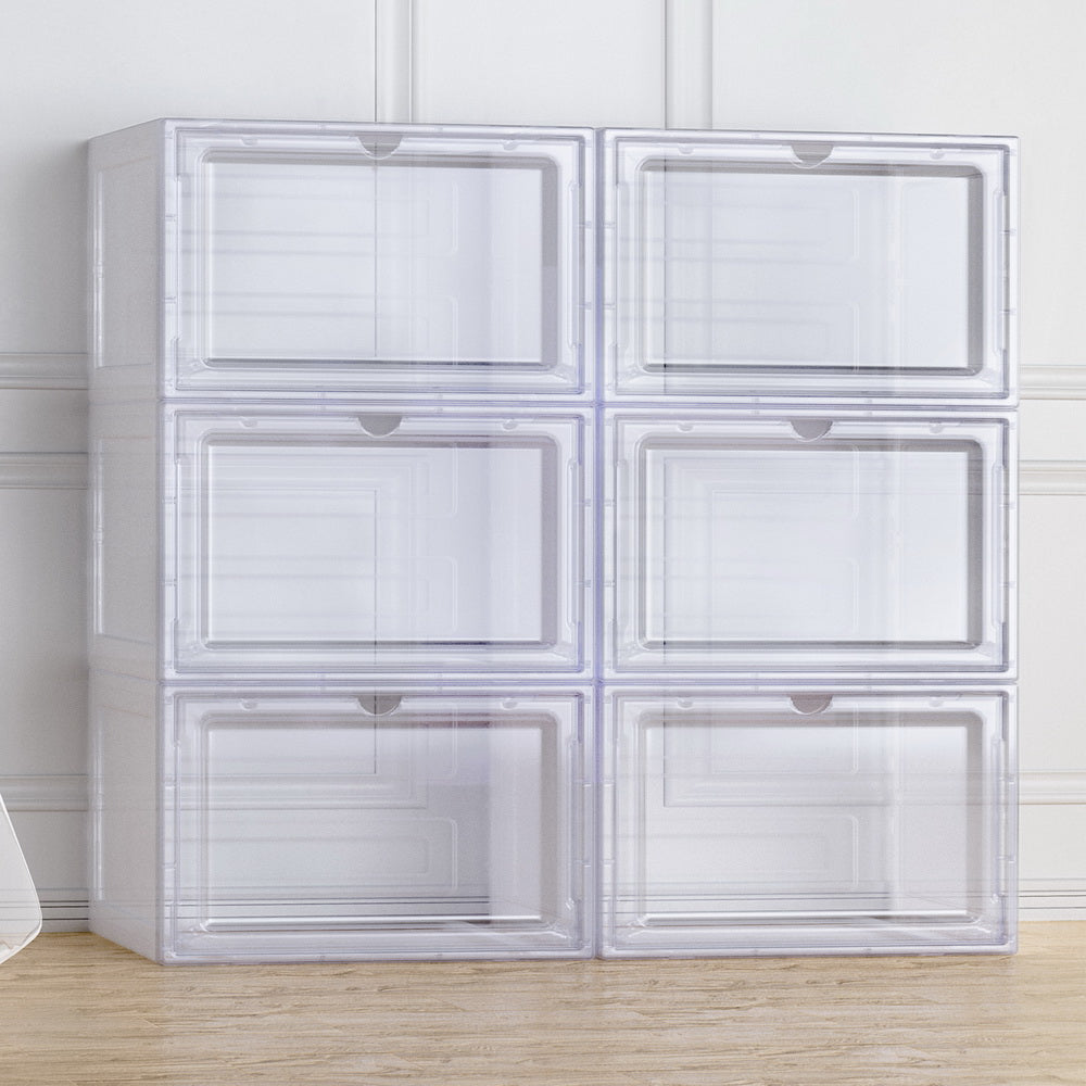 Artiss Shoe Box DIY Set of 6 Stackable Magnetic Door-Home &amp; Garden &gt; Storage-PEROZ Accessories