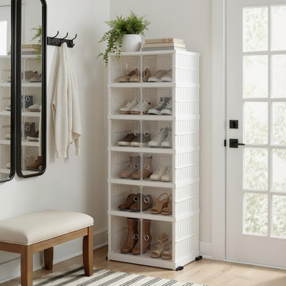Artiss Foldable Shoe Storage Box 6 Tier 12 Pairs Entryway-Furniture > Living Room > Shoe Storage-PEROZ Accessories