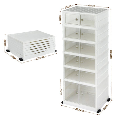 Artiss Foldable Shoe Storage Box 6 Tier 12 Pairs Entryway-Furniture > Living Room > Shoe Storage-PEROZ Accessories