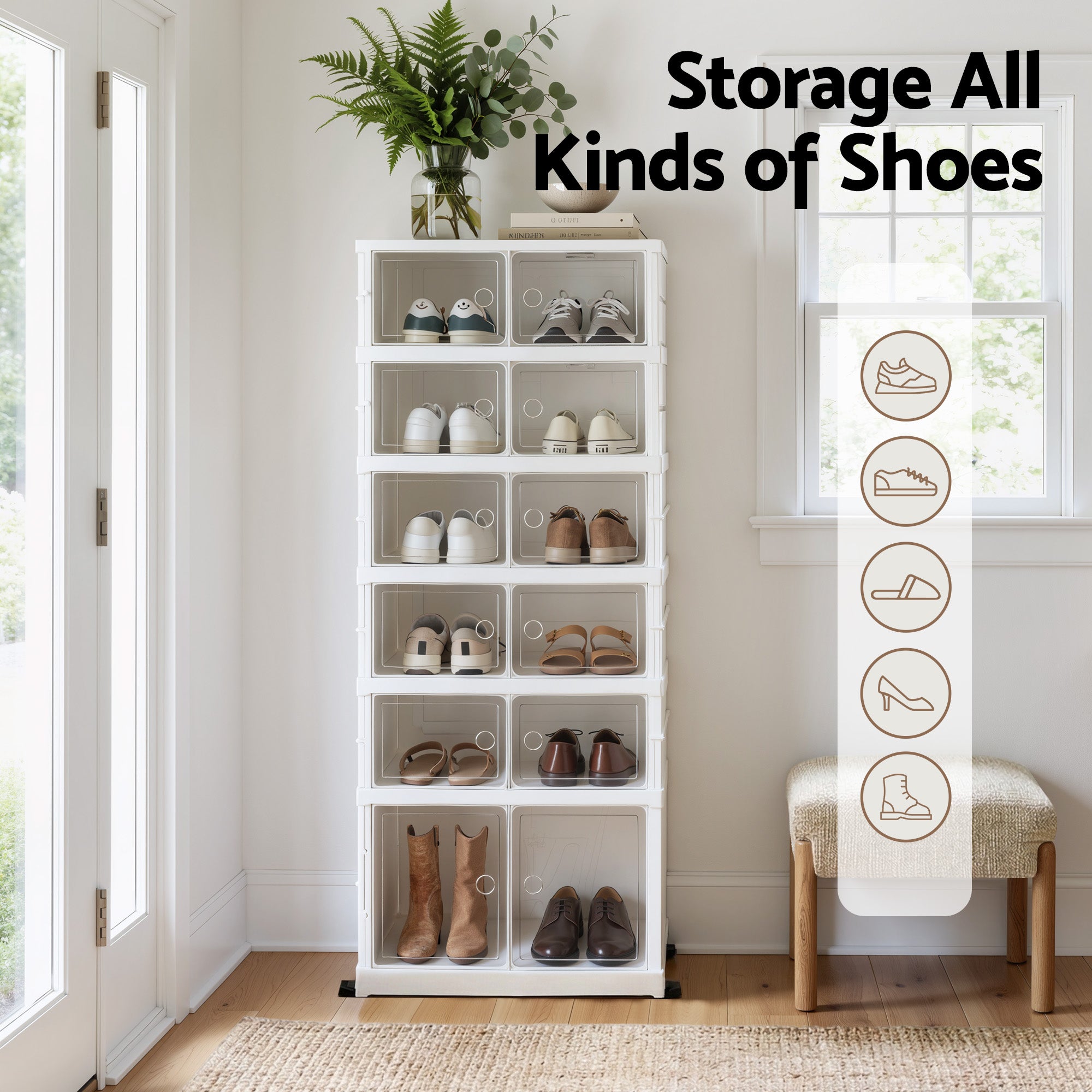 Artiss Foldable Shoe Storage Box 6 Tier 12 Pairs Entryway-Furniture > Living Room > Shoe Storage-PEROZ Accessories