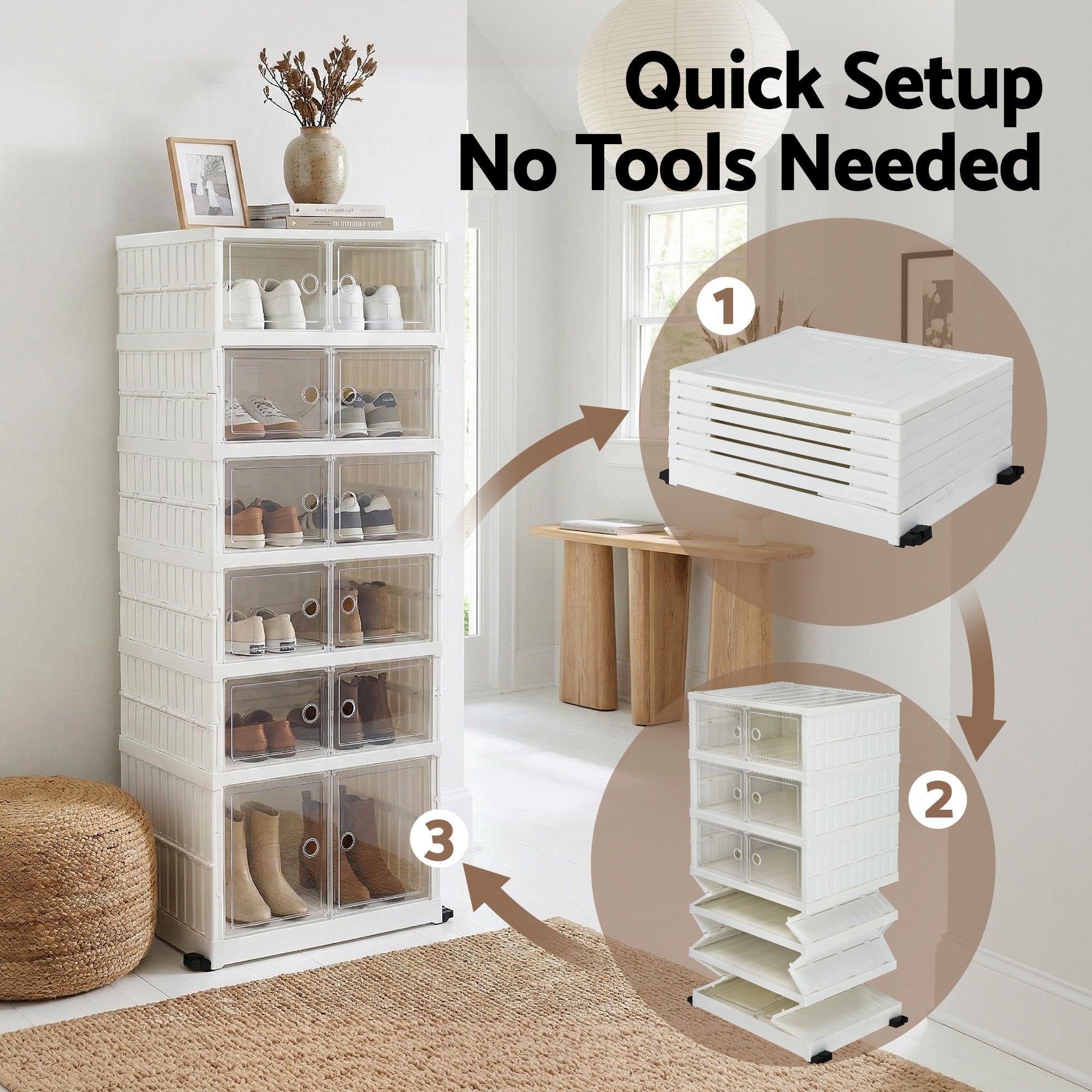 Artiss Foldable Shoe Storage Box 6 Tier 12 Pairs Entryway-Furniture > Living Room > Shoe Storage-PEROZ Accessories