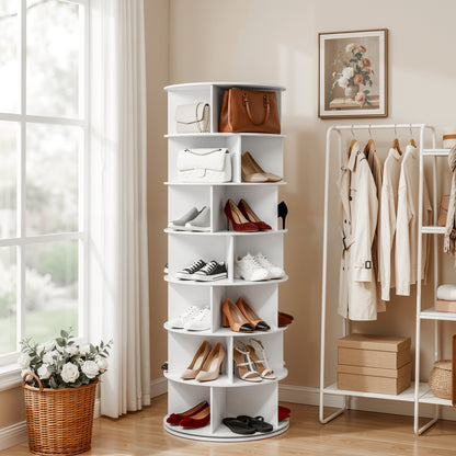 Artiss 7 Tier 360° Rotating Shoe Rack Storage Display Shelf White-Furniture > Living Room > Shoe Storage-PEROZ Accessories
