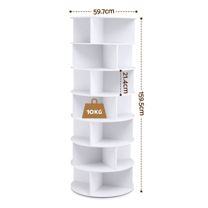 Artiss 7 Tier 360° Rotating Shoe Rack Storage Display Shelf White-Furniture > Living Room > Shoe Storage-PEROZ Accessories
