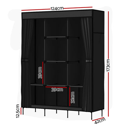 Artiss Large Portable Clothes Closet Wardrobe with Shelf Black-Home &amp; Garden &gt; Storage-PEROZ Accessories