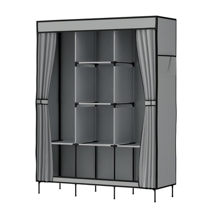 Artiss Large Portable Clothes Closet Wardrobe with Shelf Grey-Home &amp; Garden &gt; Storage-PEROZ Accessories