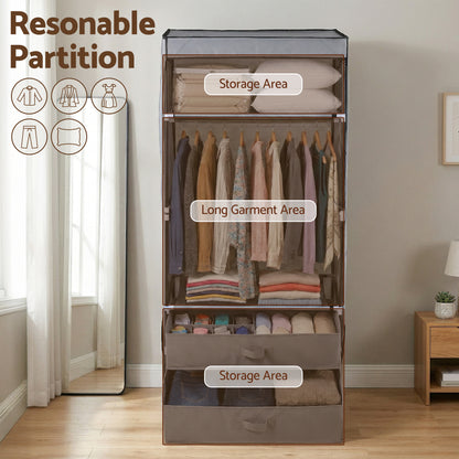 Artiss Large Portable Clothes Closet Wardrobe with Magnetic Door Grey-Home &amp; Garden > Storage > Clothing &amp; Wardrobe Storage-PEROZ Accessories