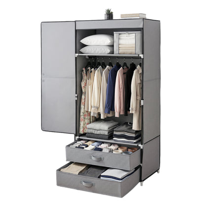 Artiss Large Portable Clothes Closet Wardrobe with Magnetic Door Grey-Home &amp; Garden > Storage > Clothing &amp; Wardrobe Storage-PEROZ Accessories
