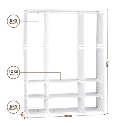 Artiss Large Portable Clothes Closet Wardrobe with Open Shelf White-Home &amp; Garden > Storage > Clothing &amp; Wardrobe Storage-PEROZ Accessories