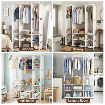 Artiss Large Portable Clothes Closet Wardrobe with Open Shelf White-Home &amp; Garden > Storage > Clothing &amp; Wardrobe Storage-PEROZ Accessories