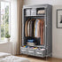 Artiss Large Portable Clothes Closet Wardrobe with Tiebacks Grey-Home & Garden > Storage > Clothing & Wardrobe Storage-PEROZ Accessories