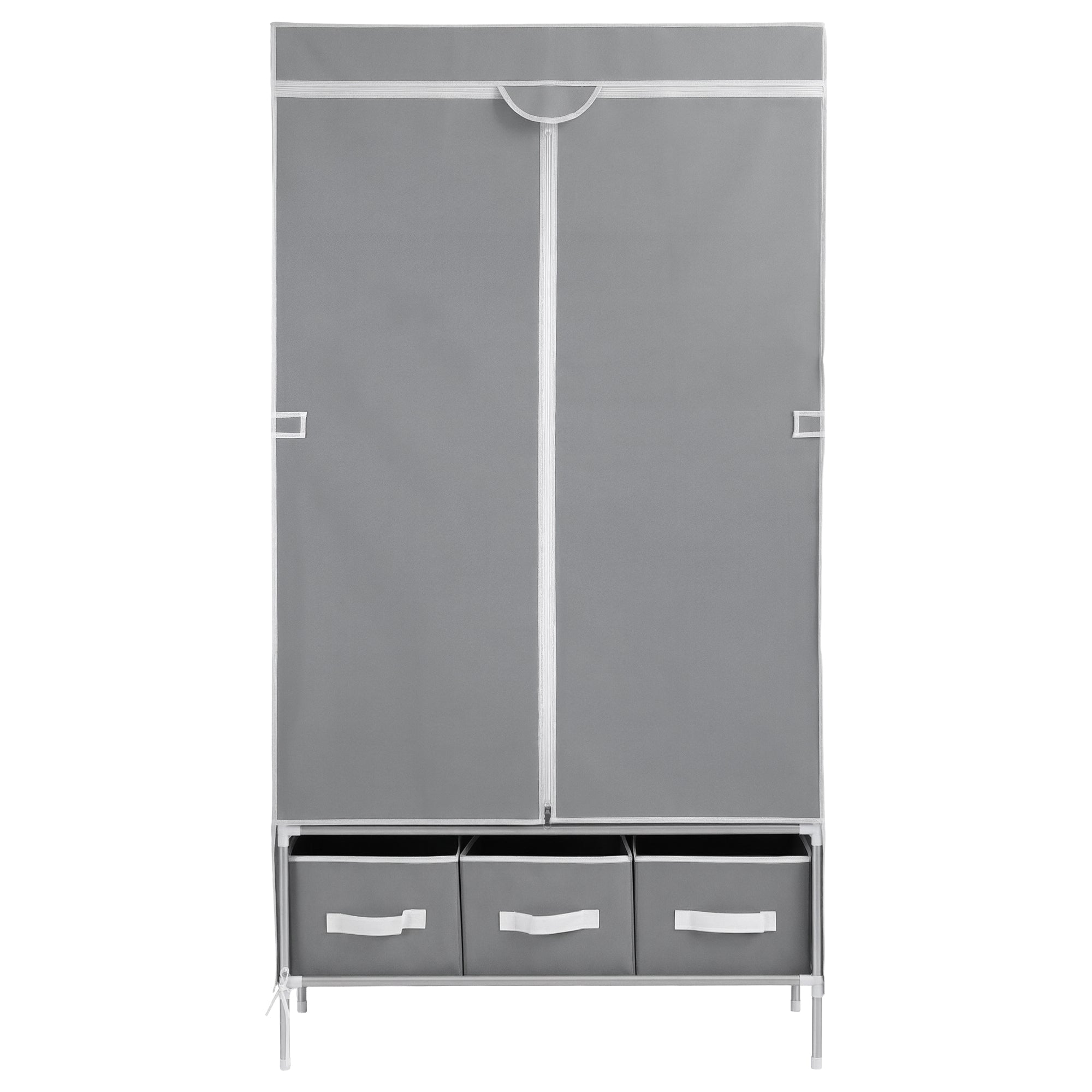 Artiss Large Portable Clothes Closet Wardrobe with Tiebacks Grey-Home &amp; Garden > Storage > Clothing &amp; Wardrobe Storage-PEROZ Accessories