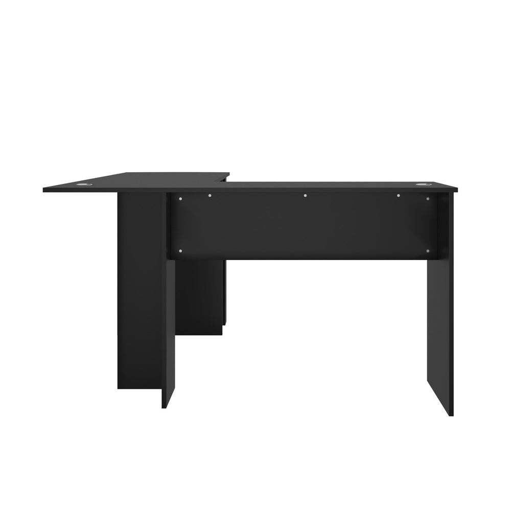 Oikiture L-shape Computer Desk with Storage Shelves Black-Computer Desks-PEROZ Accessories
