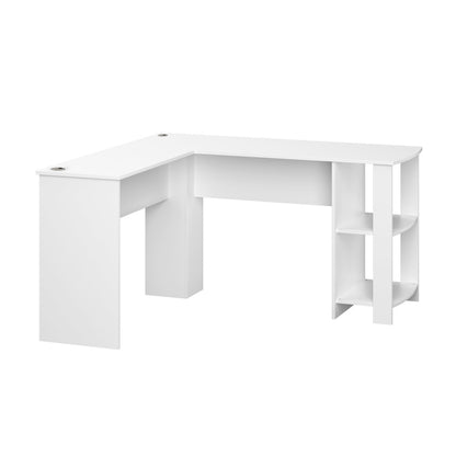 Oikiture L-shape Computer Desk with Storage Shelves White-Computer Desks-PEROZ Accessories