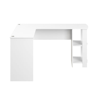 Oikiture L-shape Computer Desk with Storage Shelves White-Computer Desks-PEROZ Accessories