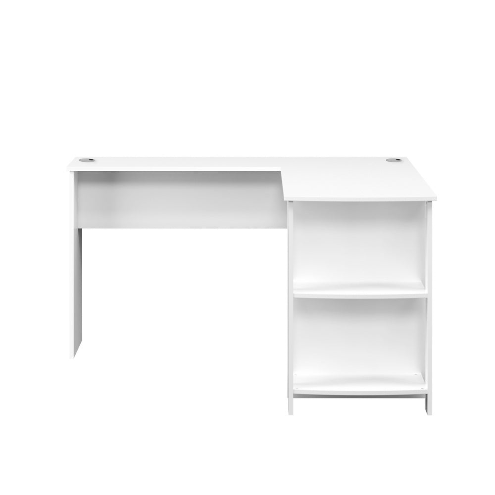 Oikiture L-shape Computer Desk with Storage Shelves White-Computer Desks-PEROZ Accessories