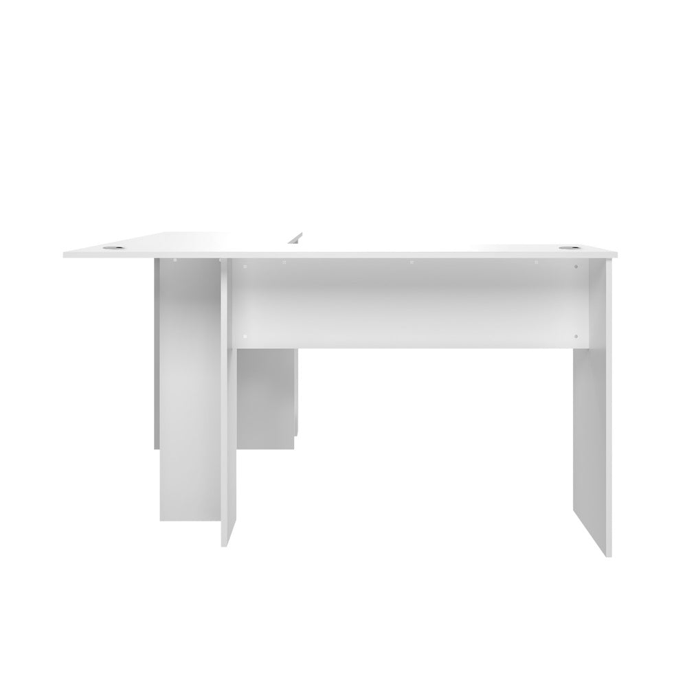 Oikiture L-shape Computer Desk with Storage Shelves White-Computer Desks-PEROZ Accessories