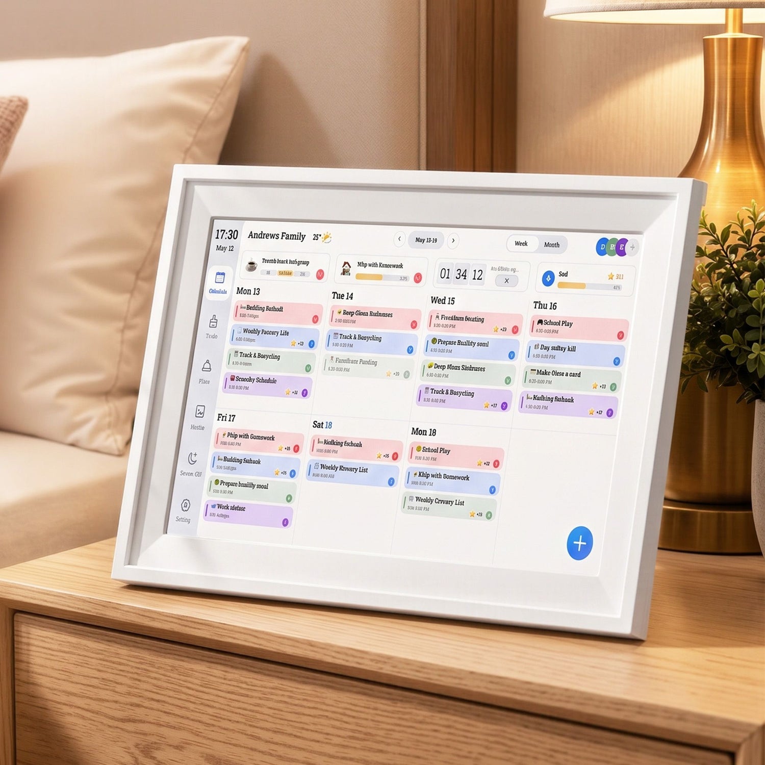 Artiss 10" Digital Calendar Planner Smart Photo Frame Family Chore Chart &amp; Sync