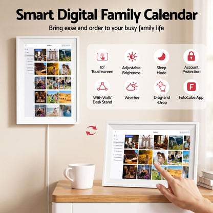 Artiss 10" Digital Calendar Planner Smart Photo Frame Family Chore Chart &amp; Sync